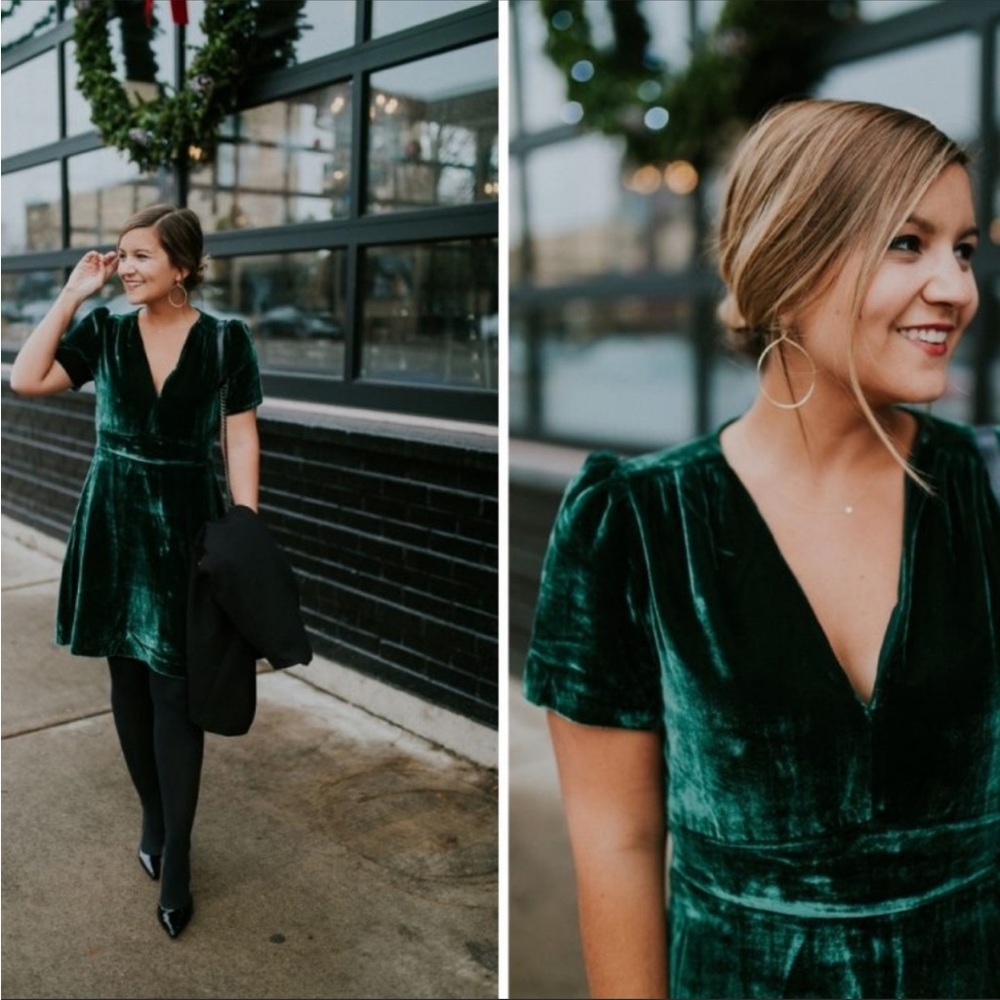 MADEWELL Velvet V-neck Mini Dress